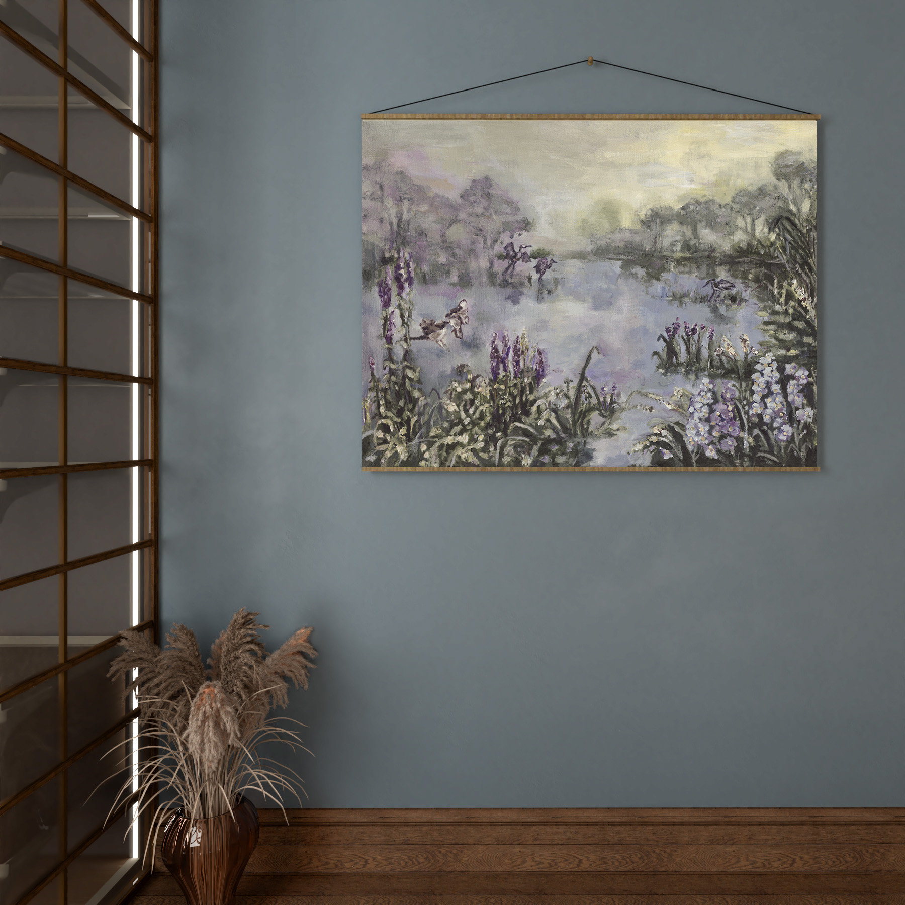 Ręcznie malowany obraz botaniczny — Wieczorne trele | Wallfam