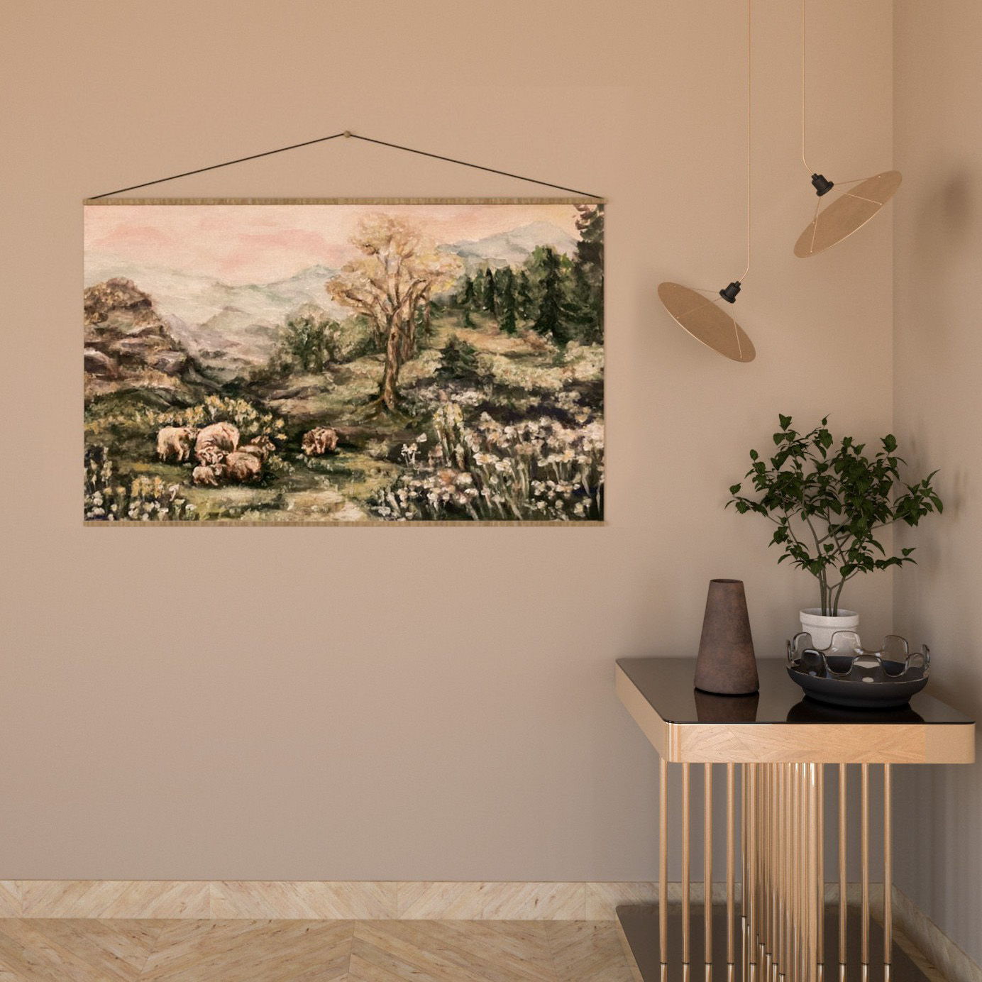 Ręcznie malowany obraz botaniczny — Owcze historie | Wallfam