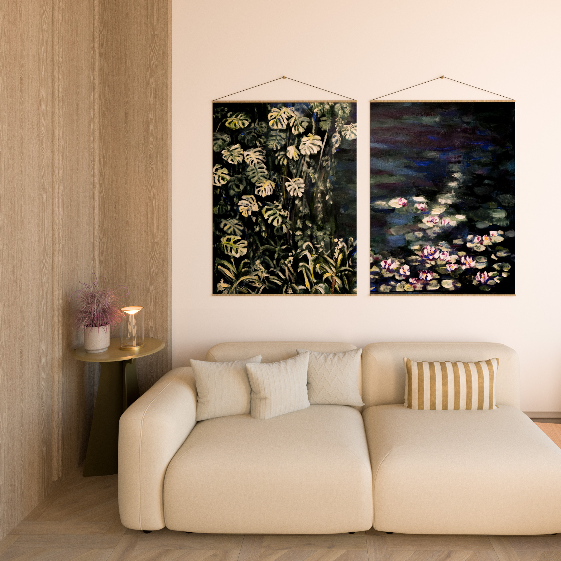 Ręcznie malowany obraz botaniczny — Wodny bukiet I | Wallfam